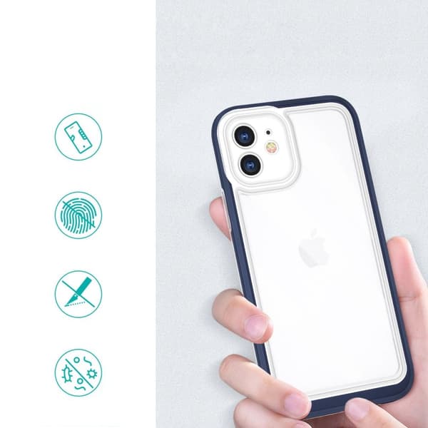 Clear 3in1 Case Skal med Ram iPhone 12 - Transparent/Blå