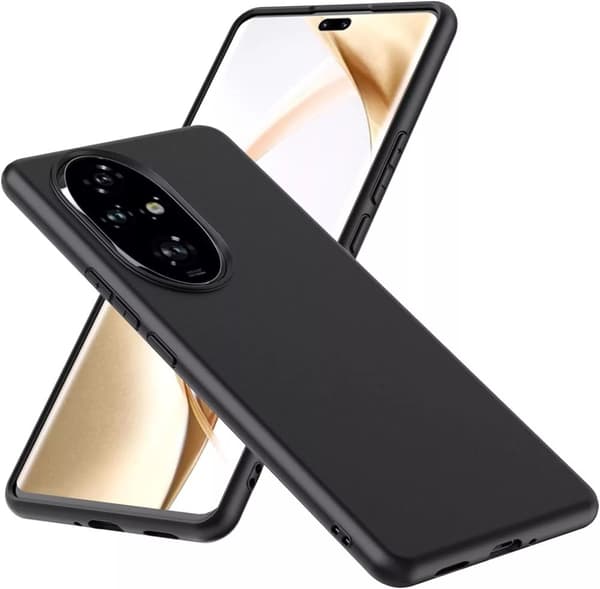 For Honor 200 Pro Case, Slim Silicone Gel Phone Cover Matte Black