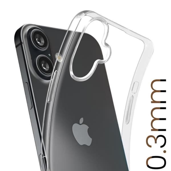 AVIZAR Skyddsfodral för iPhone 16 Plus - Ultratunt 0,3 mm - Antifuktighet - Genomskinlig