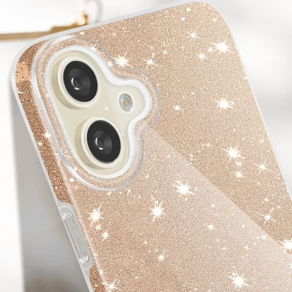Glitterfodral till iPhone 16 Plus - AVIZAR - Silikon och polykarbonat - Gul - Glänsande - Blandat