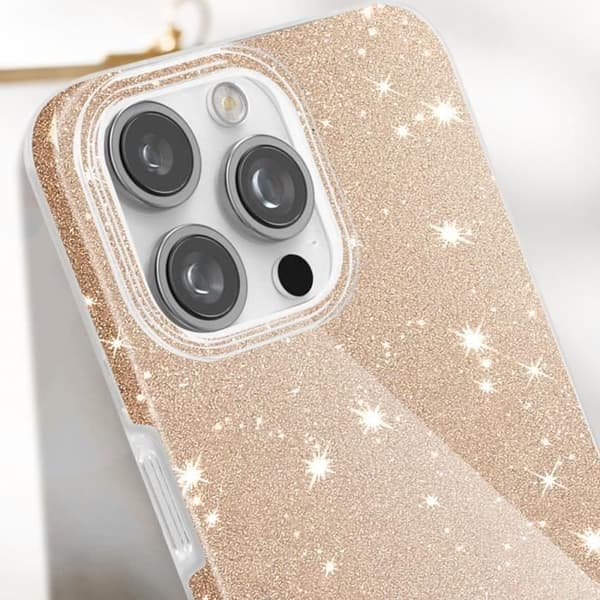 Glitterfodral till iPhone 16 Pro Max - AVIZAR - Gul - Stel - Glänsande - Blandad
