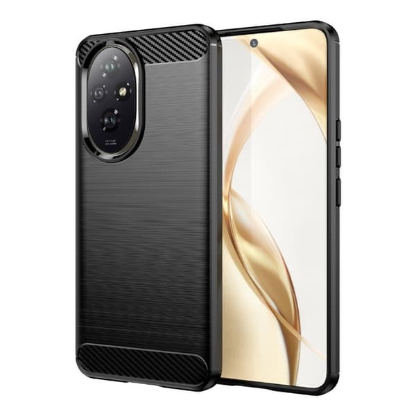 For Honor 200 Pro Case, Slim Carbon Fibre Silicone Shockproof ARMOUR Phone Cover Black