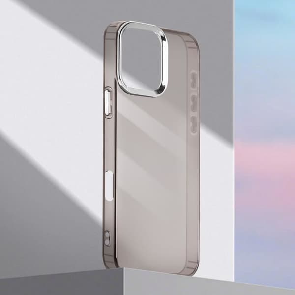 Fodral till iPhone 16 - AVIZAR - Mjuk - Smoke Finish - Black Metallic Camera Contour