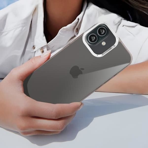 Fodral till iPhone 16 - AVIZAR - Mjuk - Smoke Finish - Black Metallic Camera Contour