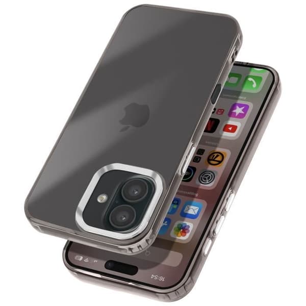Fodral till iPhone 16 - AVIZAR - Mjuk - Smoke Finish - Black Metallic Camera Contour