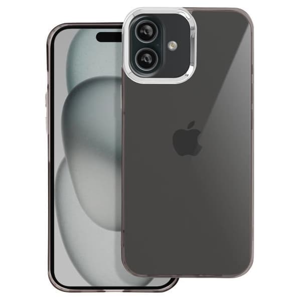 Fodral till iPhone 16 - AVIZAR - Mjuk - Smoke Finish - Black Metallic Camera Contour