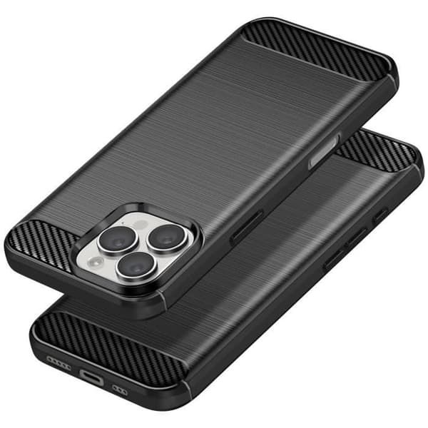 Fodral för iPhone 16 Pro Max - AVIZAR - Svart Borstad Carbon Design - Stötsäker - Smal profil