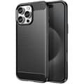 Miniatyrbild 1 av 4: Fodral för iPhone 16 Pro Max - AVIZAR - Svart Borstad Carbon Design - Stötsäker - Smal profil