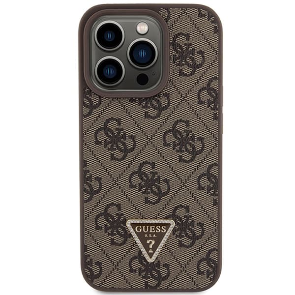 Guess Guhcp15lp4tdpw Iphone 15 Pro 6.1 Leather 4g Triangle Strass Puhelinkotelo