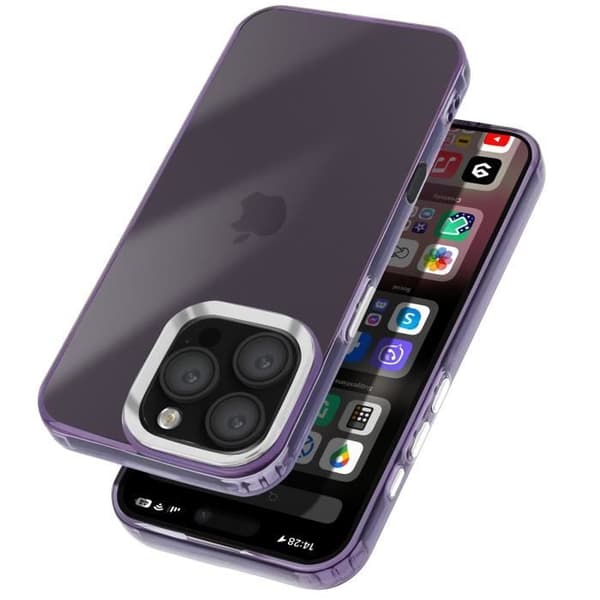 Fodral till iPhone 16 Pro Soft Design Rökt Kamera Contour Metallic Lila
