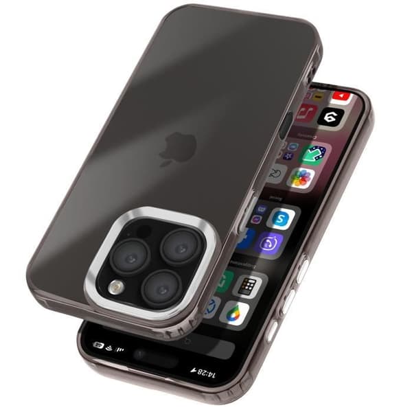 Skal till iPhone 16 Pro Max - AVIZAR - Mjuk - Rökt - Svart Metallic Contour