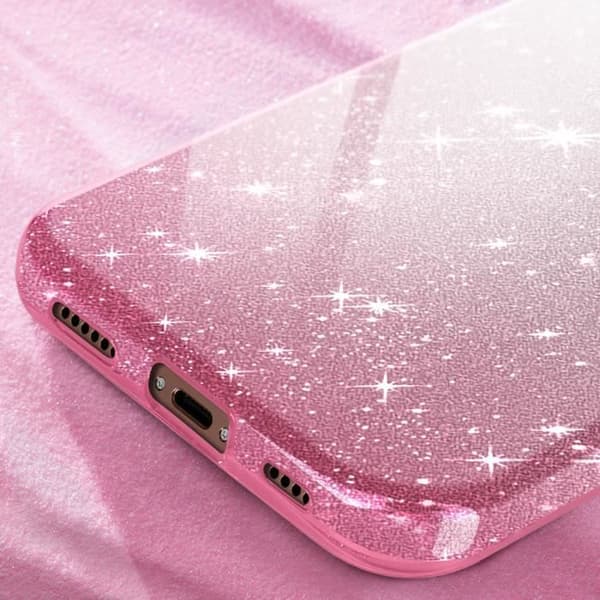 Glitterfodral till iPhone 16 Pro - AVIZAR - Vit/Rosa Glamour Design - Stel - Glänsande - Glitter