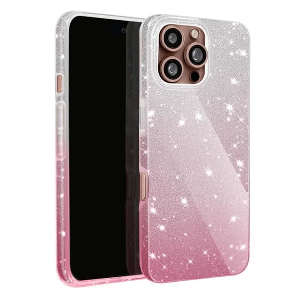 Glitterfodral till iPhone 16 Pro - AVIZAR - Vit/Rosa Glamour Design - Stel - Glänsande - Glitter