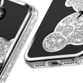 Miniatyrbild 4 av 4: Teddybjörnfodral för iPhone 16 Plus Rhinestone Mönster Shiny Silver Contour - AVIZAR - Halvstyv - Glänsande - Blandad