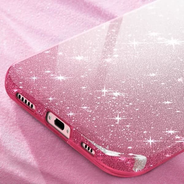 Glitterfodral till iPhone 16 Hybrid Glamour Design Vit/rosa