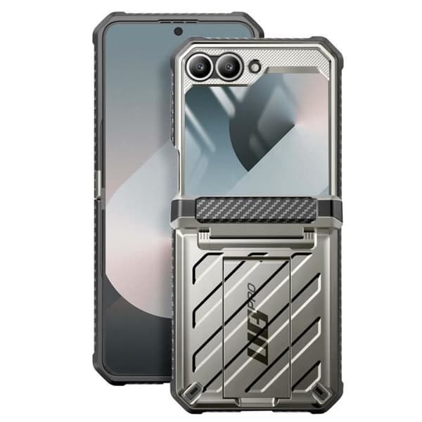 Helkroppsfodral för Samsung Galaxy Z Flip 6 Stötsäkert Kickstand Support Supcase Grå