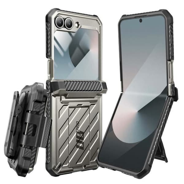 Helkroppsfodral för Samsung Galaxy Z Flip 6 Stötsäkert Kickstand Support Supcase Grå