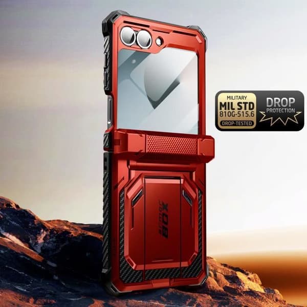 Carbon Case för Samsung Z Flip 6 Full Protection Stötsäker I-Blason Red