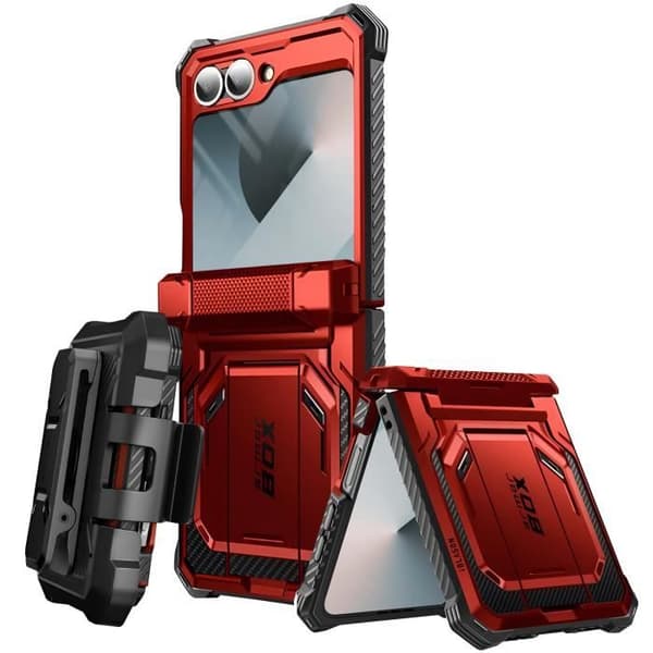 Carbon Case för Samsung Z Flip 6 Full Protection Stötsäker I-Blason Red