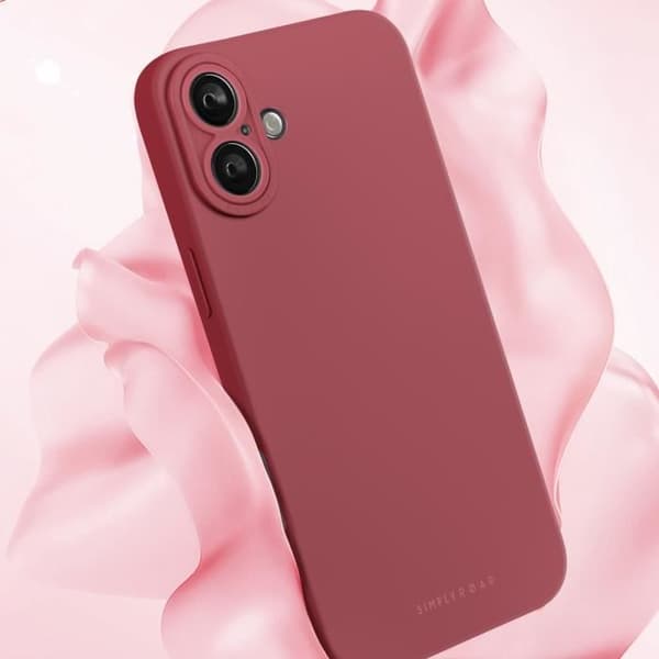 Skal till iPhone 16 Plus - ROAR - Matt Soft Touch Silikon - Skyddad kamera - Vinröd