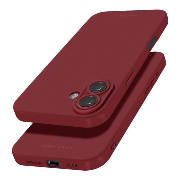 Skal till iPhone 16 Plus - ROAR - Matt Soft Touch Silikon - Skyddad kamera - Vinröd
