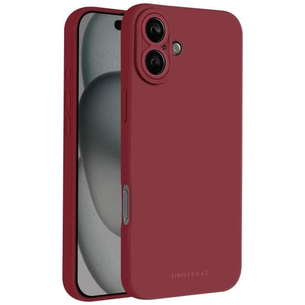 Skal till iPhone 16 Plus - ROAR - Matt Soft Touch Silikon - Skyddad kamera - Vinröd