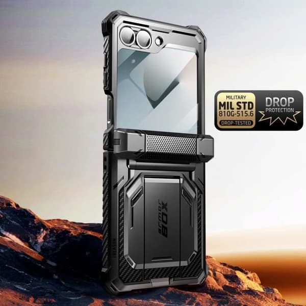 Samsung Z Flip 6 Skyddsfodral - I-BLASON - Pansarlåda - Kolfiber - Svart