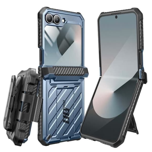 Helkroppsfodral för Samsung Galaxy Z Flip 6 Stötsäkert Kickstand Support Supcase Pale Blue