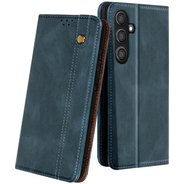 Fodral till Samsung Galaxy S24 FE Flip Magnetic Stitched Wallet Midnight Blue