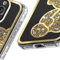 Miniatyrbild 4 av 4: Teddybjörnfodral för iPhone 16 Pro Max Rhinestone Mönster Shiny Gold Contour