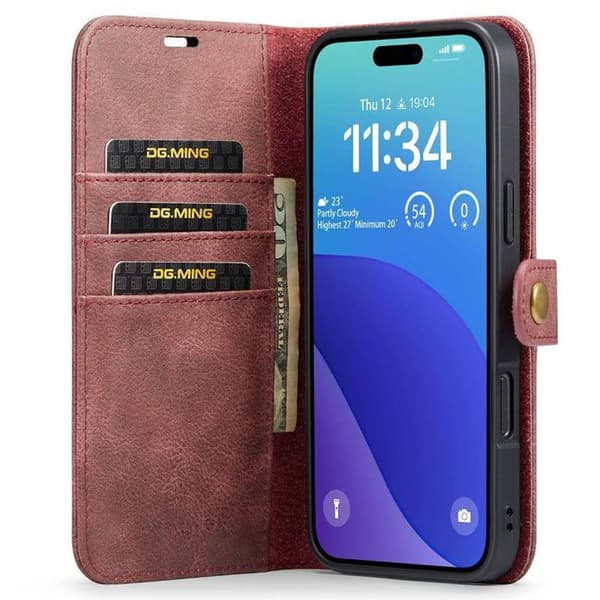 Mobil lommebok DG-Ming 2i1 Apple iPhone 16 Pro - Rød