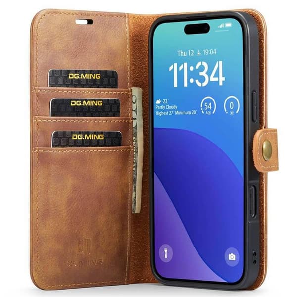 Mobil lommebok DG-Ming 2i1 Apple iPhone 16 Pro Max - Brun