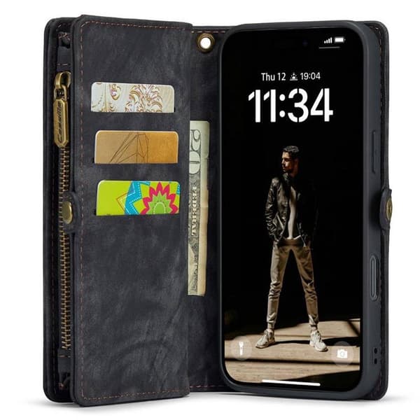 CaseMe mobildeksel 008 8-kort Apple iPhone 16 Pro Max - Svart/grå