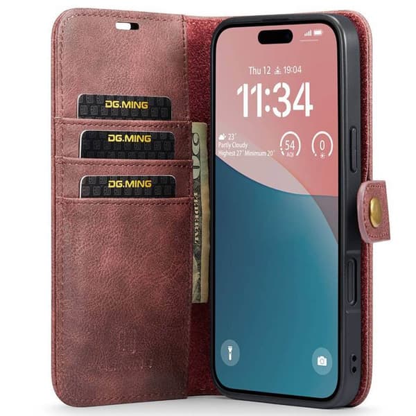 Lompakkokotelo DG-Ming 2i1 Apple iPhone 16 Plus - Punainen