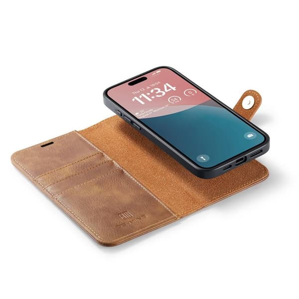 Lompakkokotelo DG-Ming 2i1 Apple iPhone 16 Plus - Ruskea