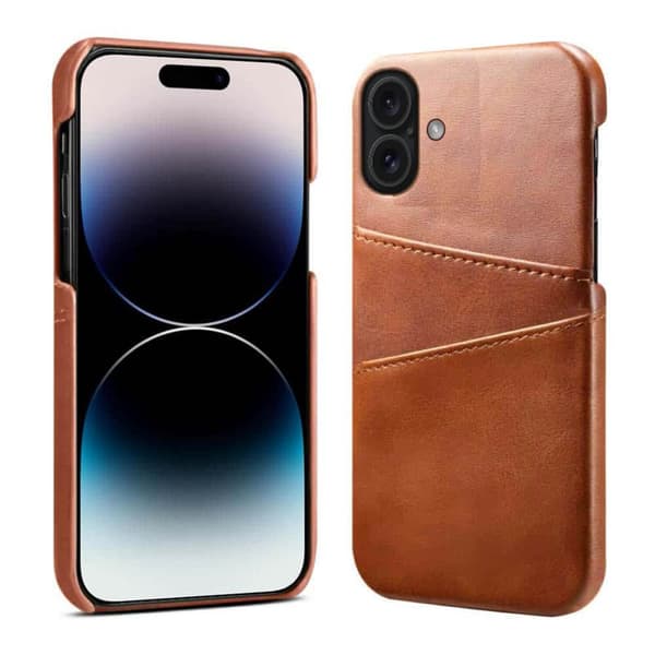 Retro kuori korttipaikoilla Apple iPhone 16 Plus - Ruskea