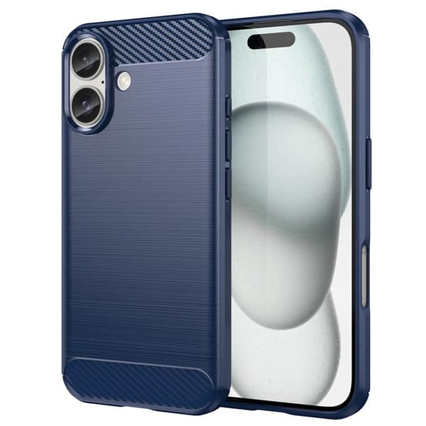 Børstet silikone cover Apple iPhone 16 - Blå