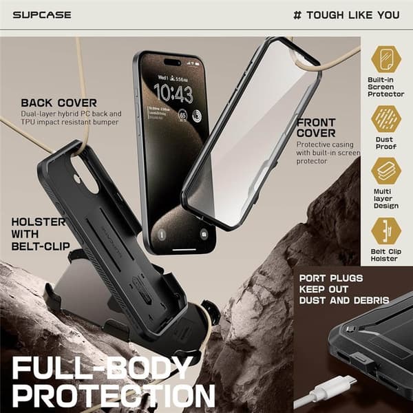 SUPCASE UB Pro cover Apple iPhone 16 - Sort