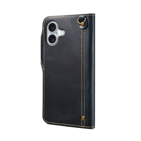 Denior mobilfodral läder Apple iPhone 16 Plus - Svart