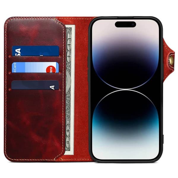 Denior mobilfodral läder Apple iPhone 16 Pro Max - Oxblod