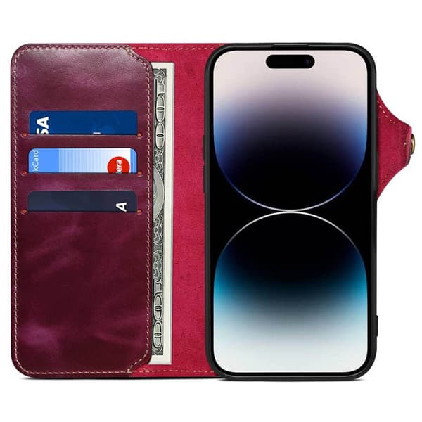 Denior mobilcover læder Apple iPhone 16 Plus - Dragon Fruit