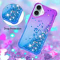 Pikkukuva 5 / 7: SKALO iPhone 16 Juoksuhiekka Glitter Sydämet TPU kuori - Violetti-Sininen