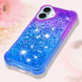 Pikkukuva 6 / 7: SKALO iPhone 16 Juoksuhiekka Glitter Sydämet TPU kuori - Violetti-Sininen