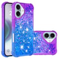 Pikkukuva 2 / 7: SKALO iPhone 16 Juoksuhiekka Glitter Sydämet TPU kuori - Violetti-Sininen