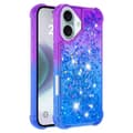 Pikkukuva 1 / 7: SKALO iPhone 16 Juoksuhiekka Glitter Sydämet TPU kuori - Violetti-Sininen