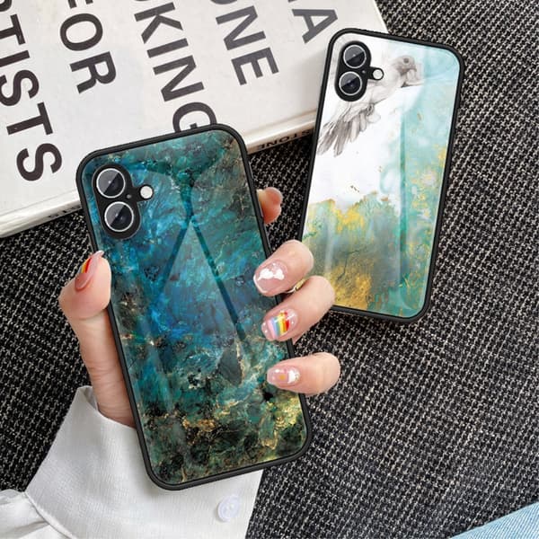 SKALO iPhone 16 Marmor hærdet glas TPU Cover - #4