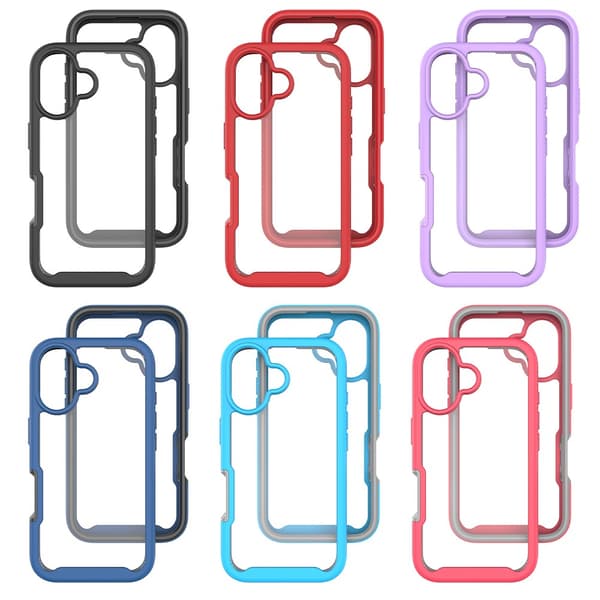 SKALO iPhone 16 Iskunkestävä Clear Hybridi Suojakuori - Violetti