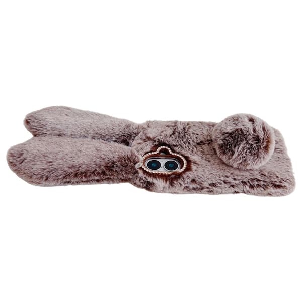 SKALO iPhone 16 3D Soft Furry Bunny Ears Cover - Pink