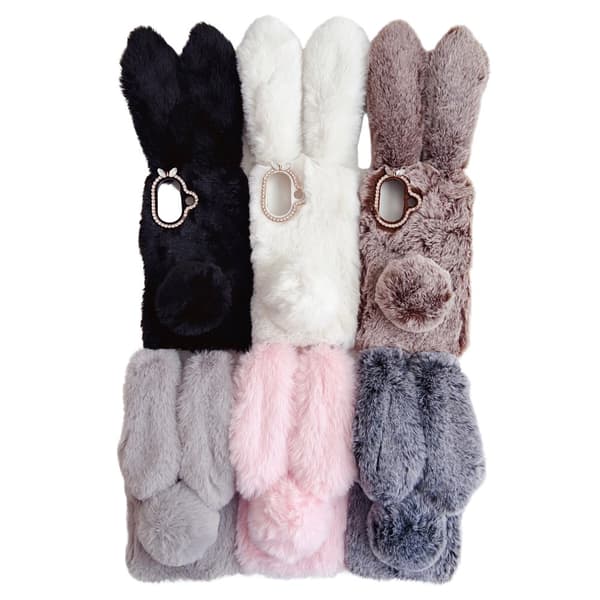 SKALO iPhone 16 3D Soft Furry Bunny Ears Cover - Pink