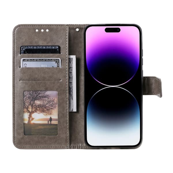SKALO iPhone 16 Mandala lompakkokotelo - Harmaa